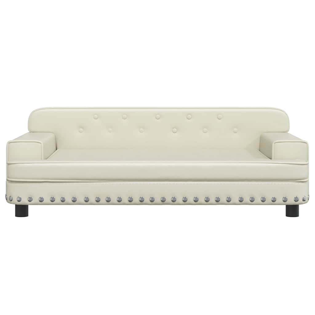 vidaXL Pat de câini, crem, 90x53x30 cm, piele ecologică vidaXL Pat de câini, crem, 90x53x30 cm, piele ecologică
