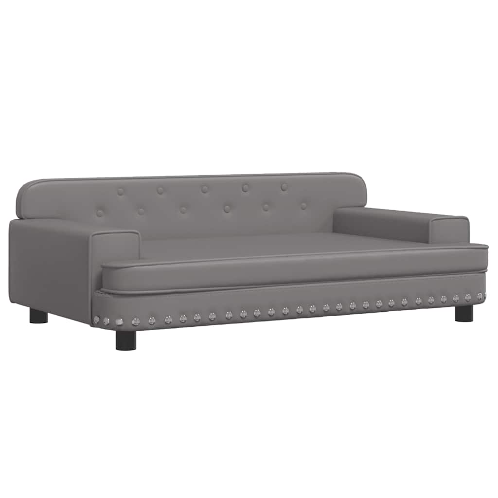 vidaXL Pat de câini, gri, 90x53x30 cm, piele ecologică vidaXL Pat de câini, gri, 90x53x30 cm, piele ecologică