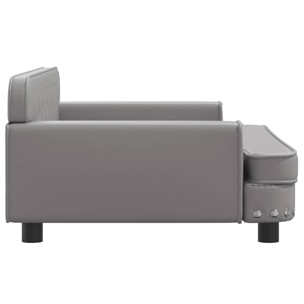 vidaXL Pat de câini, gri, 90x53x30 cm, piele ecologică vidaXL Pat de câini, gri, 90x53x30 cm, piele ecologică