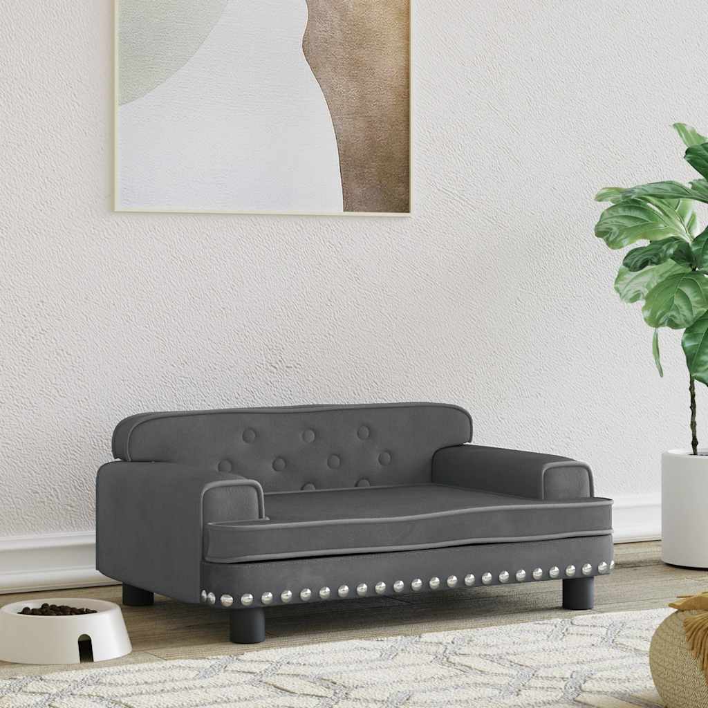 vidaXL Pat de câini, gri închis, 70x45x30 cm, catifea vidaXL Pat de câini, gri închis, 70x45x30 cm, catifea