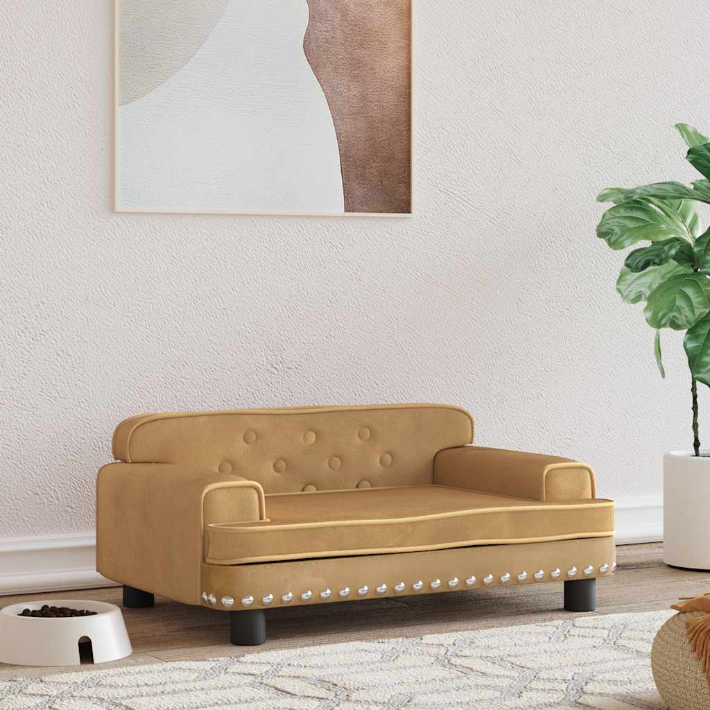 vidaXL Pat de câini, maro, 70x45x30 cm, catifea vidaXL Pat de câini, maro, 70x45x30 cm, catifea
