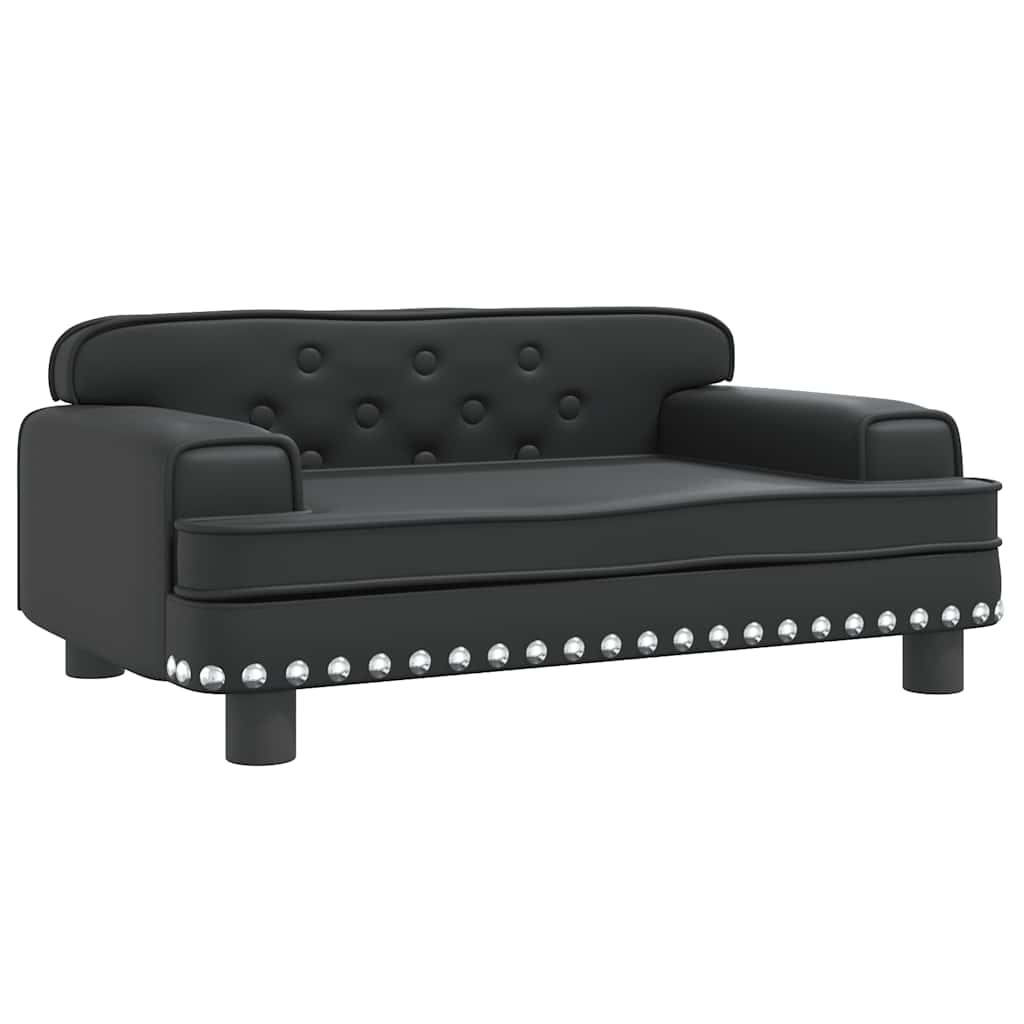 vidaXL Pat de câini, negru, 70x45x30 cm, piele ecologică vidaXL Pat de câini, negru, 70x45x30 cm, piele ecologică
