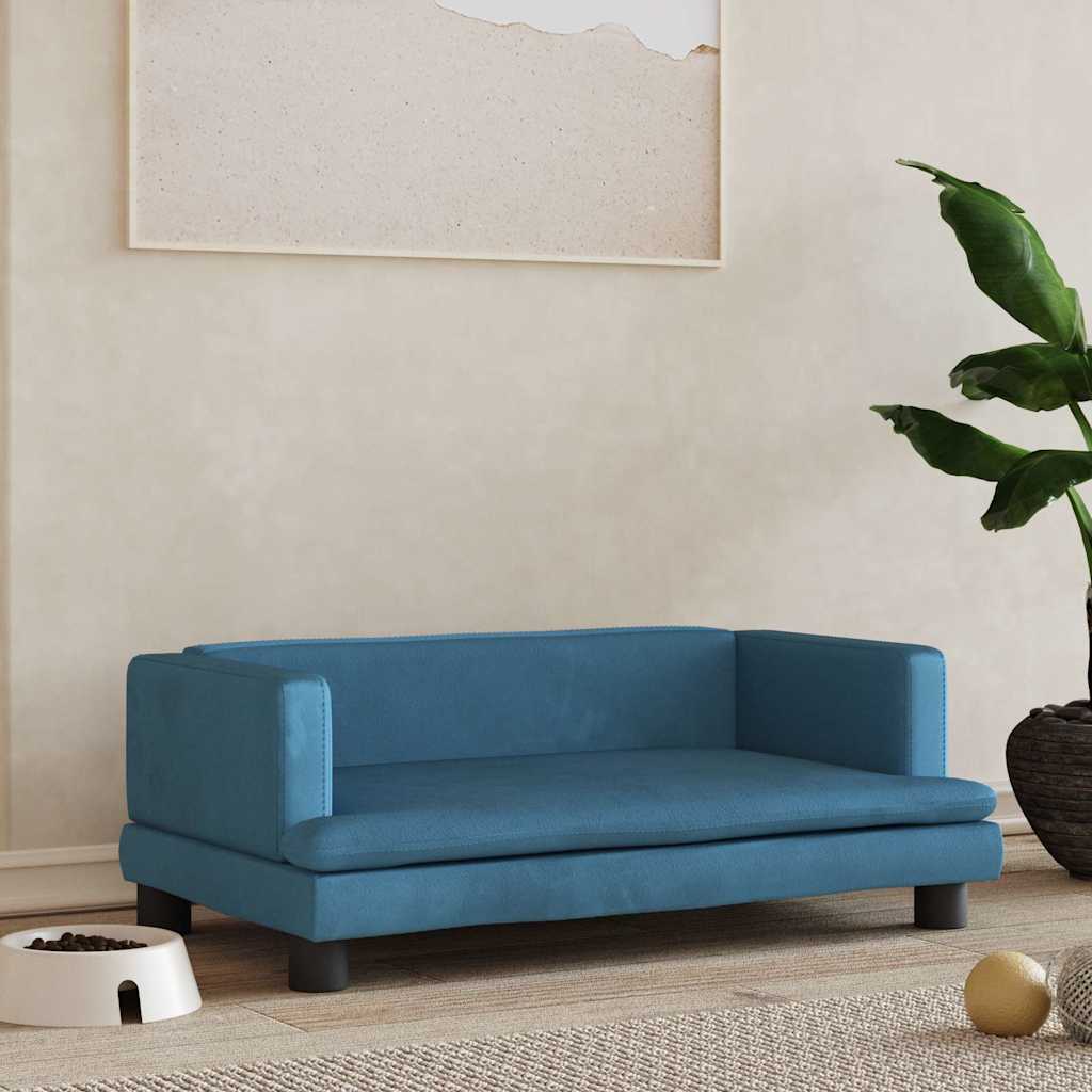 vidaXL Pat de câini, albastru, 80x45x30 cm, catifea vidaXL Pat de câini, albastru, 80x45x30 cm, catifea
