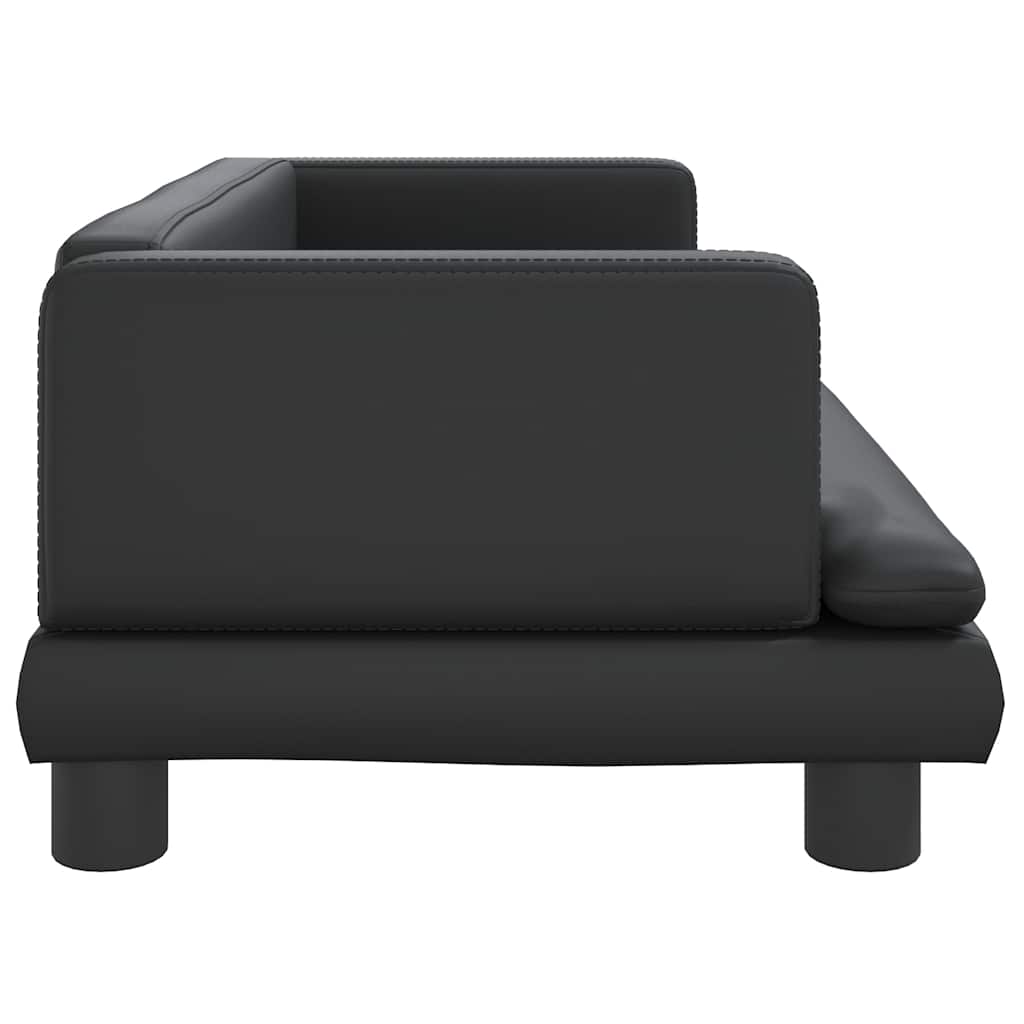 vidaXL Pat de câini, negru, 80x45x30 cm, piele ecologică vidaXL Pat de câini, negru, 80x45x30 cm, piele ecologică