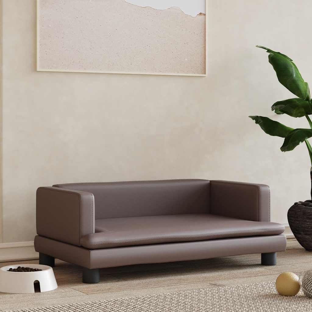 vidaXL Pat de câini, maro, 80x45x30 cm, piele ecologică vidaXL Pat de câini, maro, 80x45x30 cm, piele ecologică