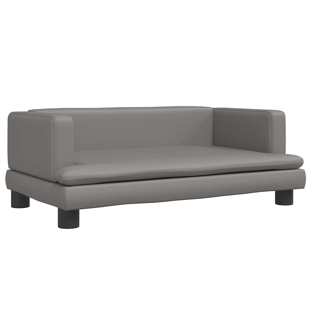 vidaXL Pat de câini, gri, 80x45x30 cm, piele ecologică vidaXL Pat de câini, gri, 80x45x30 cm, piele ecologică