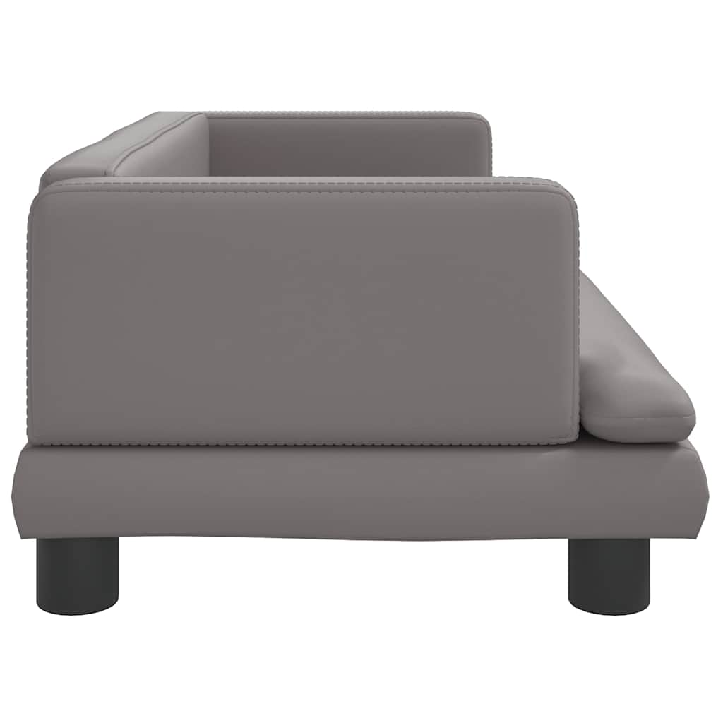 vidaXL Pat de câini, gri, 80x45x30 cm, piele ecologică vidaXL Pat de câini, gri, 80x45x30 cm, piele ecologică