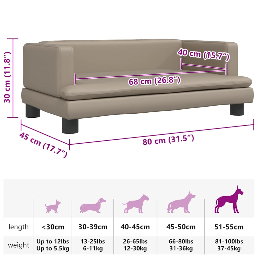 vidaXL Pat de câini, cappuccino, 80x45x30 cm, piele ecologică vidaXL Pat de câini, cappuccino, 80x45x30 cm, piele ecologică