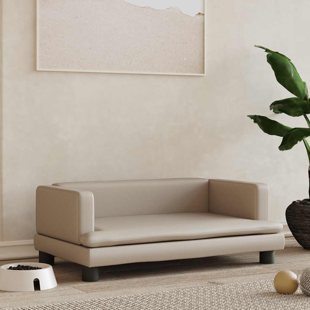 vidaXL Pat de câini, cappuccino, 80x45x30 cm, piele ecologică vidaXL Pat de câini, cappuccino, 80x45x30 cm, piele ecologică