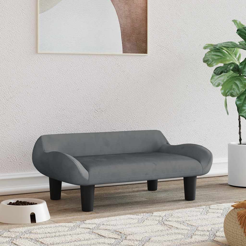 vidaXL Pat de câini, gri închis, 70x40x24 cm, catifea vidaXL Pat de câini, gri închis, 70x40x24 cm, catifea