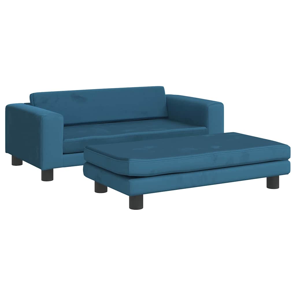 vidaXL Pat pentru câini cu extensie, albastru, 100x50x30 cm, catifea