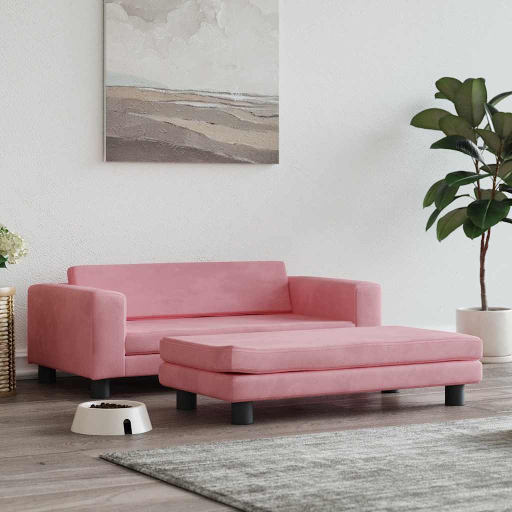 vidaXL Pat pentru câini cu extensie, roz, 100x50x30 cm, catifea vidaXL Pat pentru câini cu extensie, roz, 100x50x30 cm, catifea
