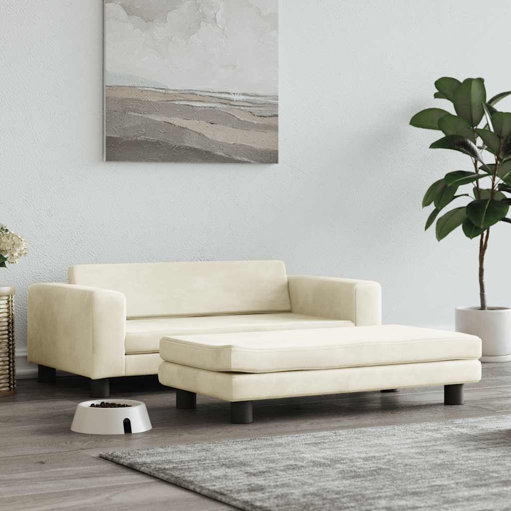 vidaXL Pat pentru câini cu extensie, crem, 100x50x30 cm, catifea vidaXL Pat pentru câini cu extensie, crem, 100x50x30 cm, catifea