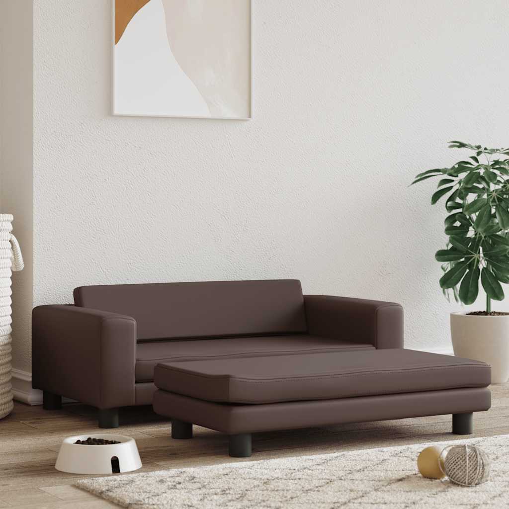 vidaXL Pat pentru câini cu extensie, maro, 100x50x30 cm, piele eco vidaXL Pat pentru câini cu extensie, maro, 100x50x30 cm, piele eco