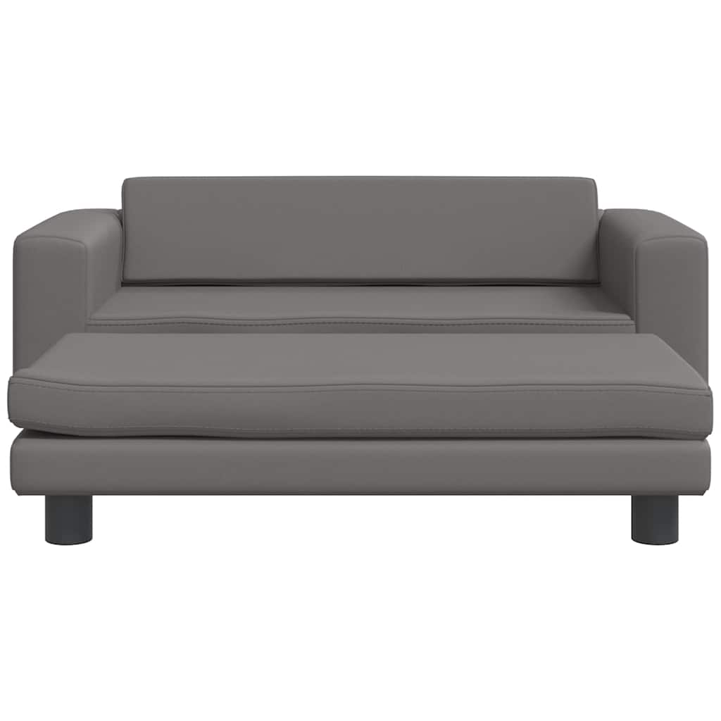 vidaXL Pat pentru câini cu extensie, gri, 100x50x30 cm, piele eco