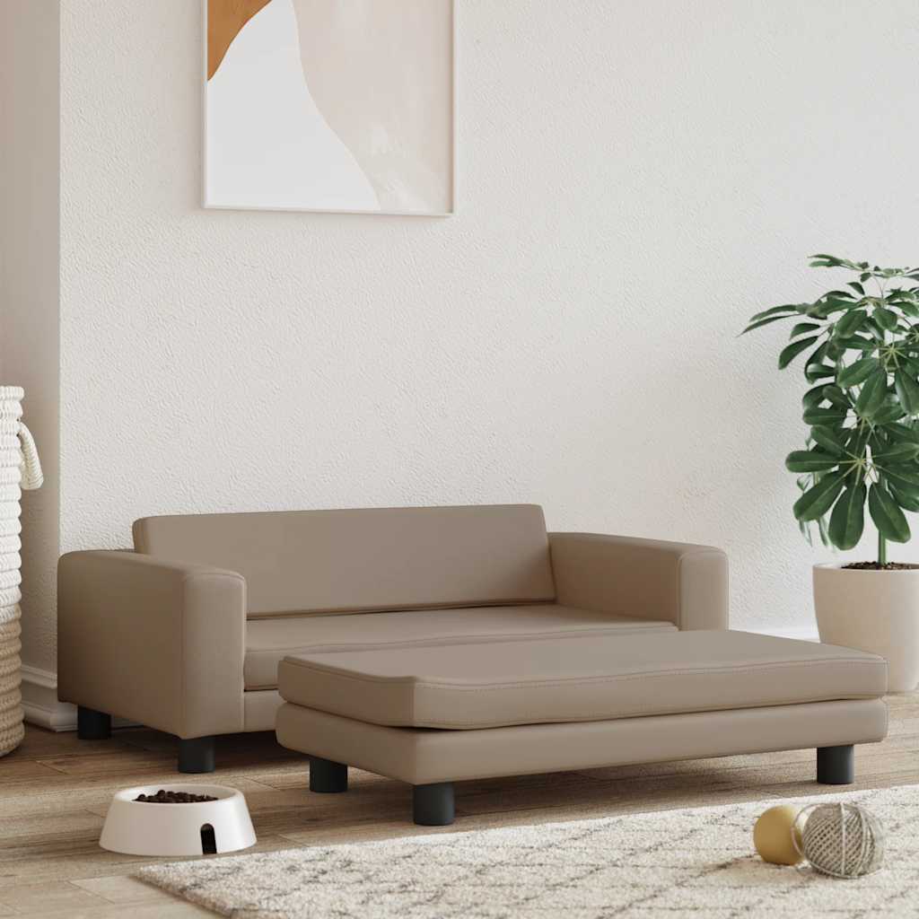vidaXL Pat pentru câini cu extensie cappuccino 100x50x30 cm piele eco vidaXL Pat pentru câini cu extensie cappuccino 100x50x30 cm piele eco