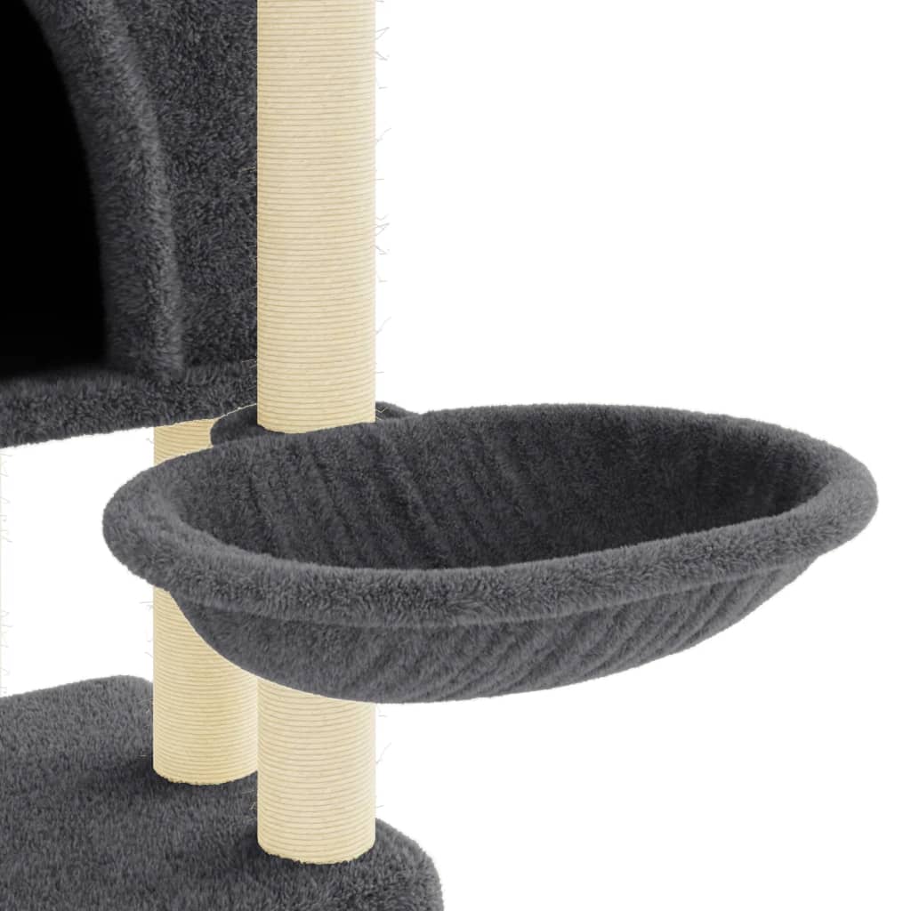 vidaXL Ansamblu de pisici, stâlpi din funie sisal, gri închis, 180 cm