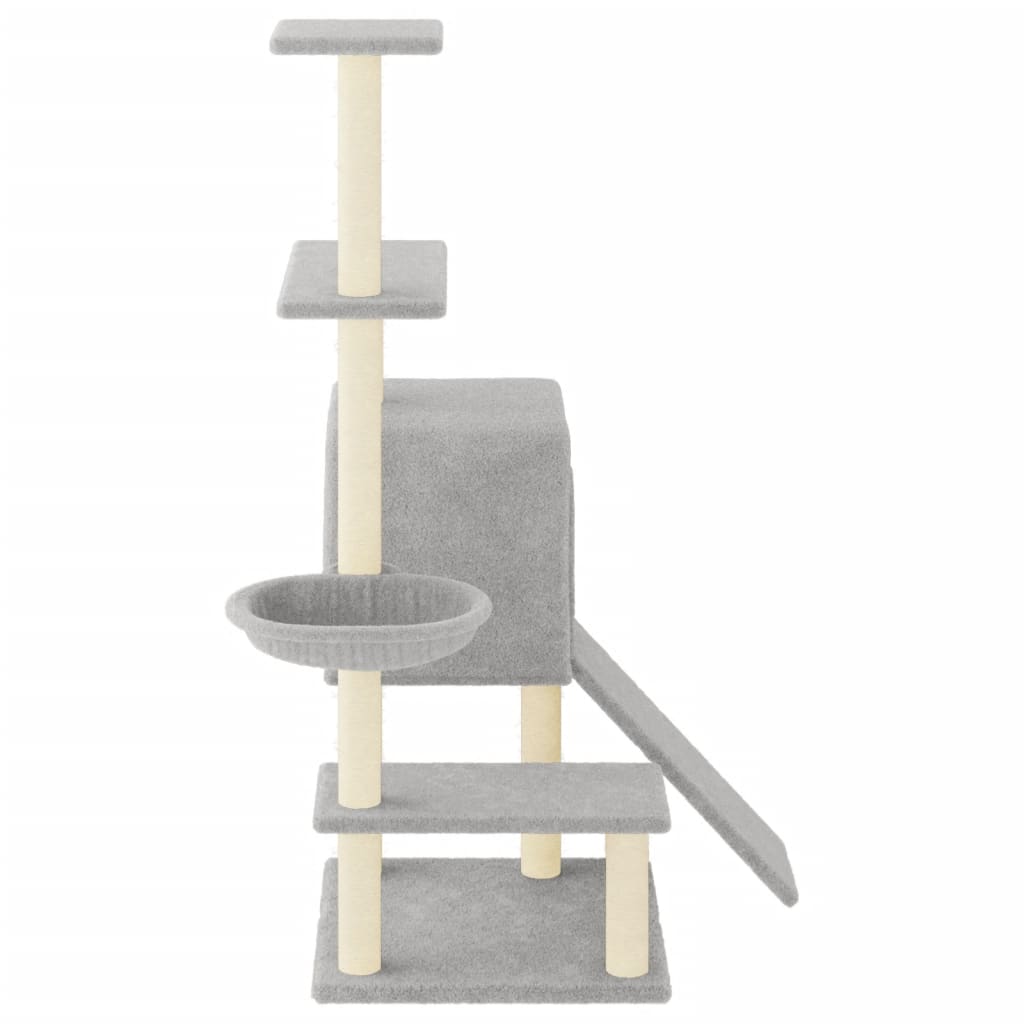 vidaXL Ansamblu pisici, stâlpi din funie sisal, gri deschis, 130,5 cm