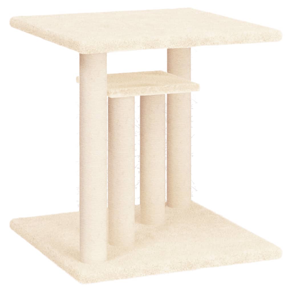 vidaXL Stâlpi de zgâriat pentru pisici cu platforme, crem, 50 cm vidaXL Stâlpi de zgâriat pentru pisici cu platforme, crem, 50 cm