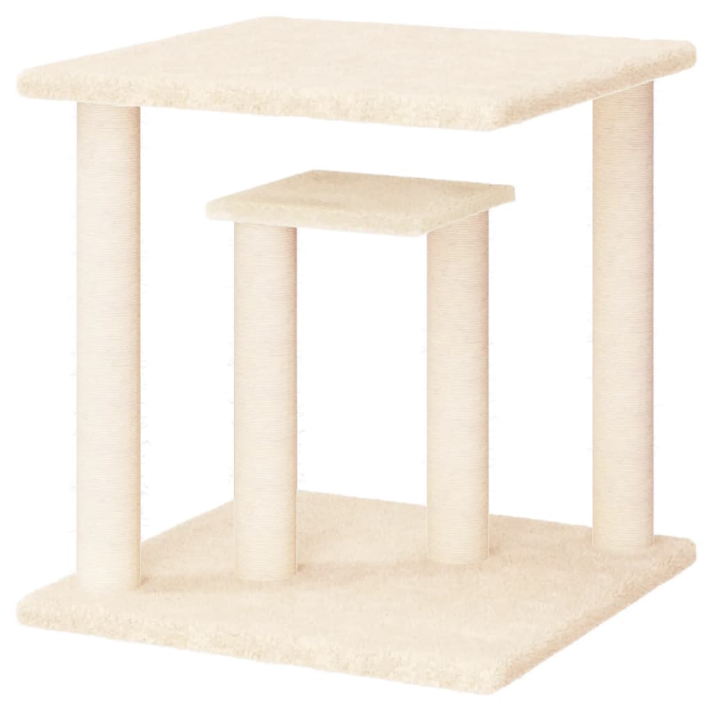 vidaXL Stâlpi de zgâriat pentru pisici cu platforme, crem, 50 cm vidaXL Stâlpi de zgâriat pentru pisici cu platforme, crem, 50 cm