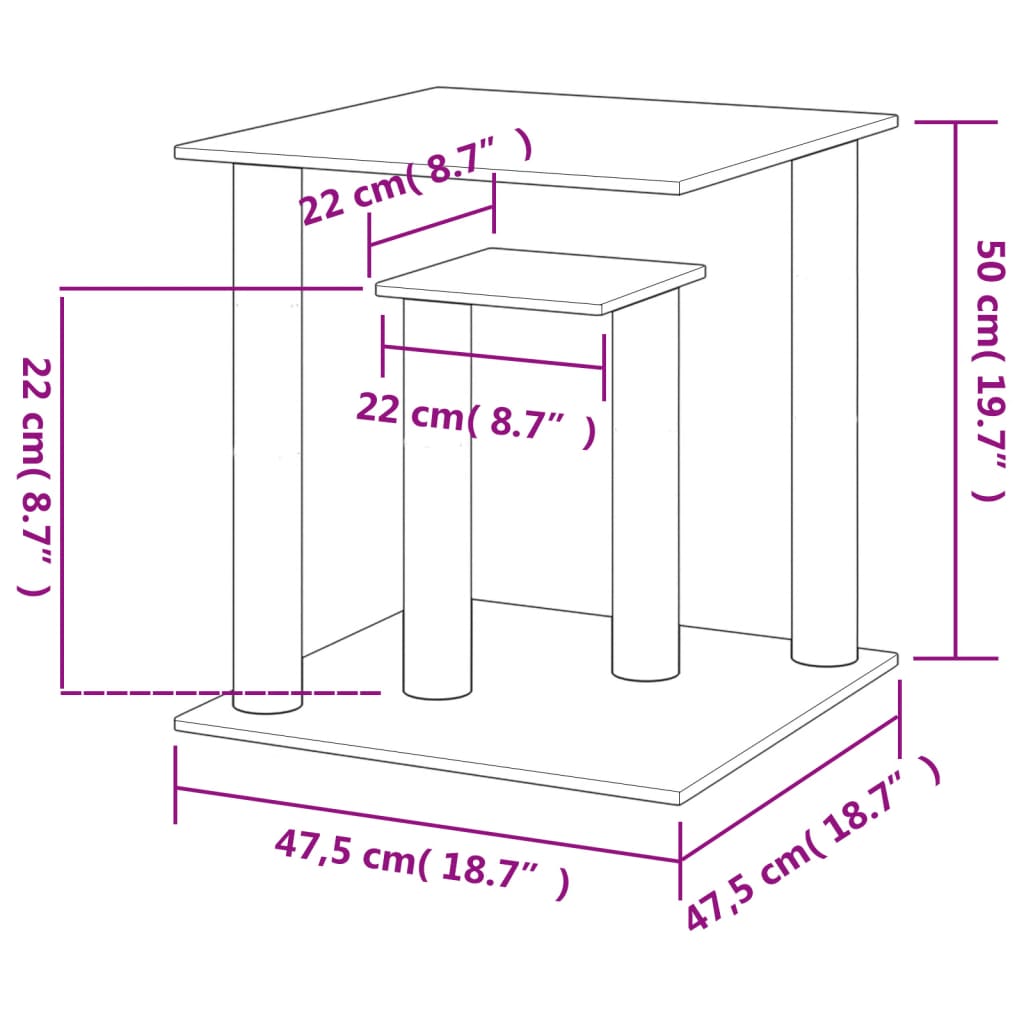 vidaXL Stâlpi de zgâriat pentru pisici cu platforme, crem, 50 cm vidaXL Stâlpi de zgâriat pentru pisici cu platforme, crem, 50 cm