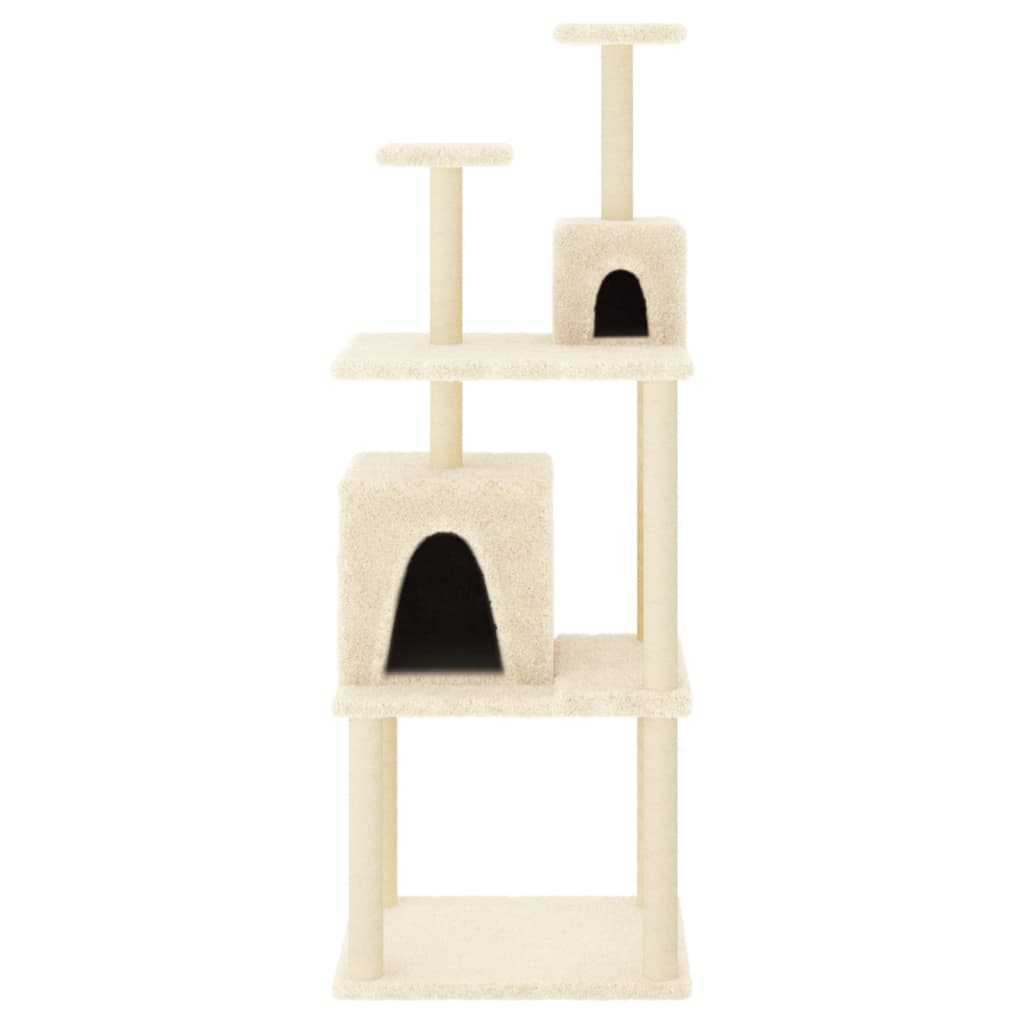 vidaXL Ansamblu de pisici cu stâlpi din funie de sisal, crem, 167 cm vidaXL Ansamblu de pisici cu stâlpi din funie de sisal, crem, 167 cm