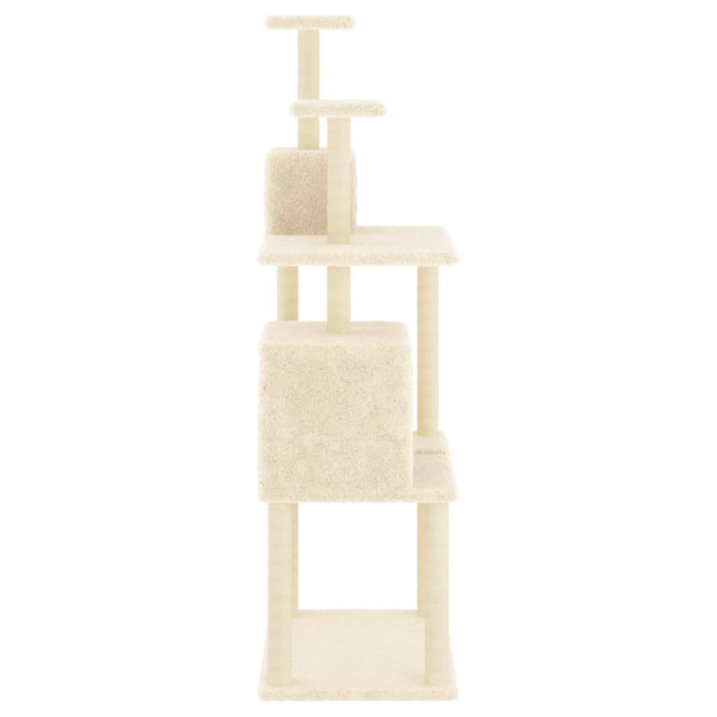 vidaXL Ansamblu de pisici cu stâlpi din funie de sisal, crem, 167 cm vidaXL Ansamblu de pisici cu stâlpi din funie de sisal, crem, 167 cm