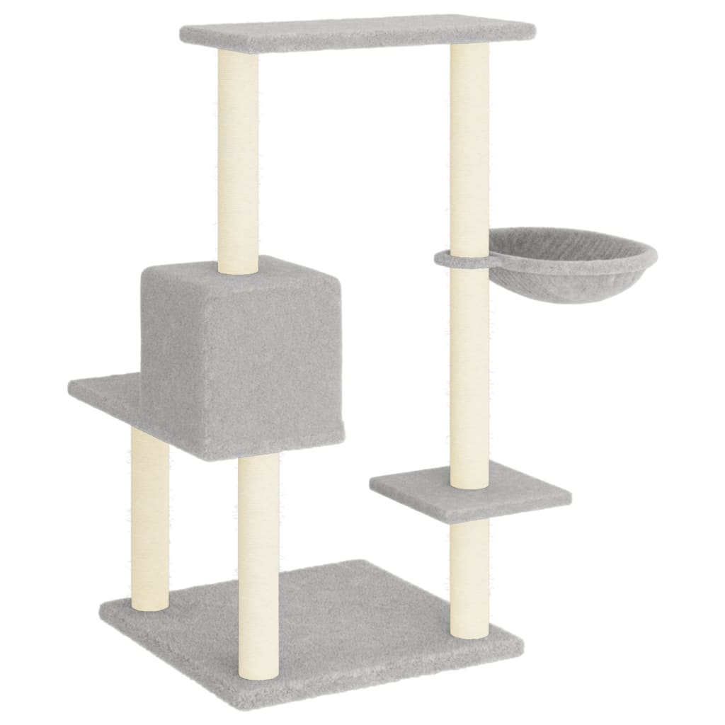 vidaXL Ansamblu de pisici, stâlpi din funie sisal, gri deschis, 95 cm vidaXL Ansamblu de pisici, stâlpi din funie sisal, gri deschis, 95 cm