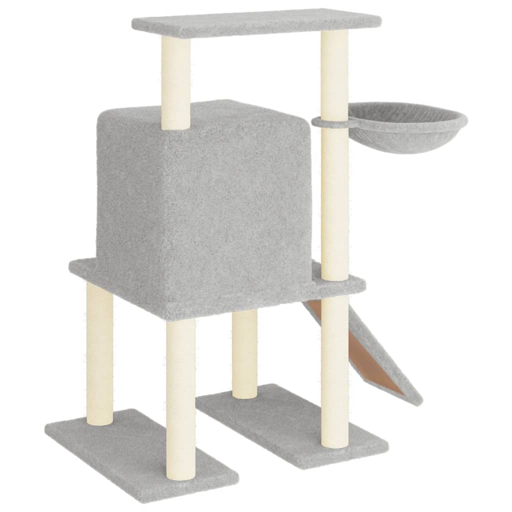 vidaXL Ansamblu pisici, stâlpi din funie sisal, gri deschis, 96,5 cm vidaXL Ansamblu pisici, stâlpi din funie sisal, gri deschis, 96,5 cm