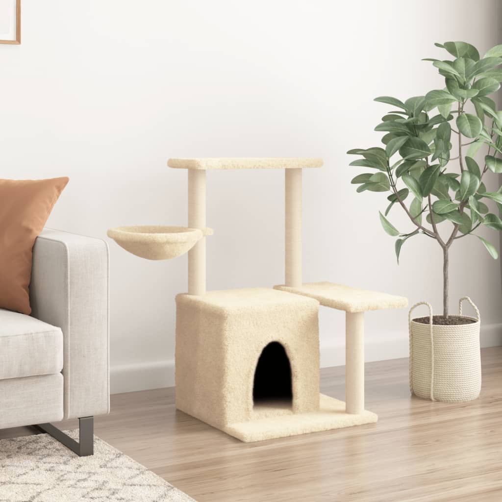vidaXL Ansamblu de pisici cu stâlpi din funie de sisal, crem, 83 cm vidaXL Ansamblu de pisici cu stâlpi din funie de sisal, crem, 83 cm