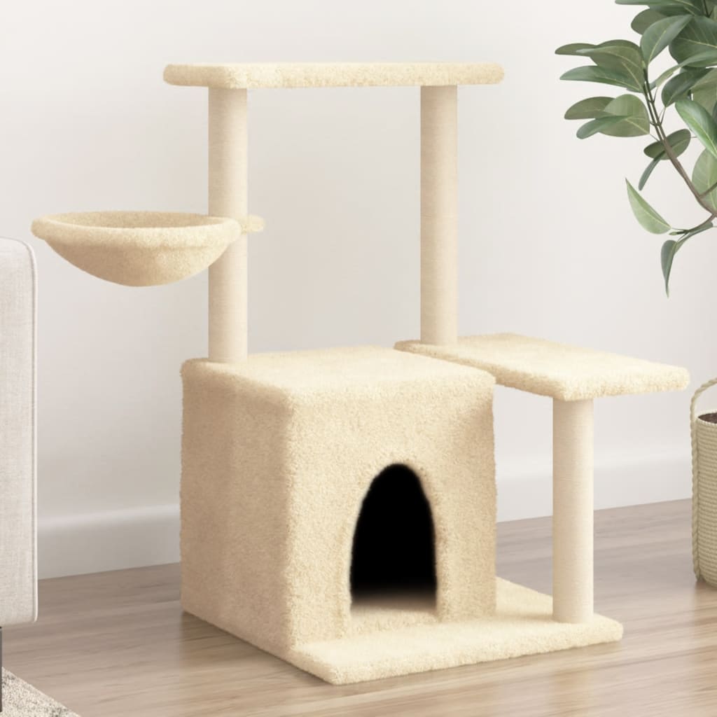 vidaXL Ansamblu de pisici cu stâlpi din funie de sisal, crem, 83 cm vidaXL Ansamblu de pisici cu stâlpi din funie de sisal, crem, 83 cm