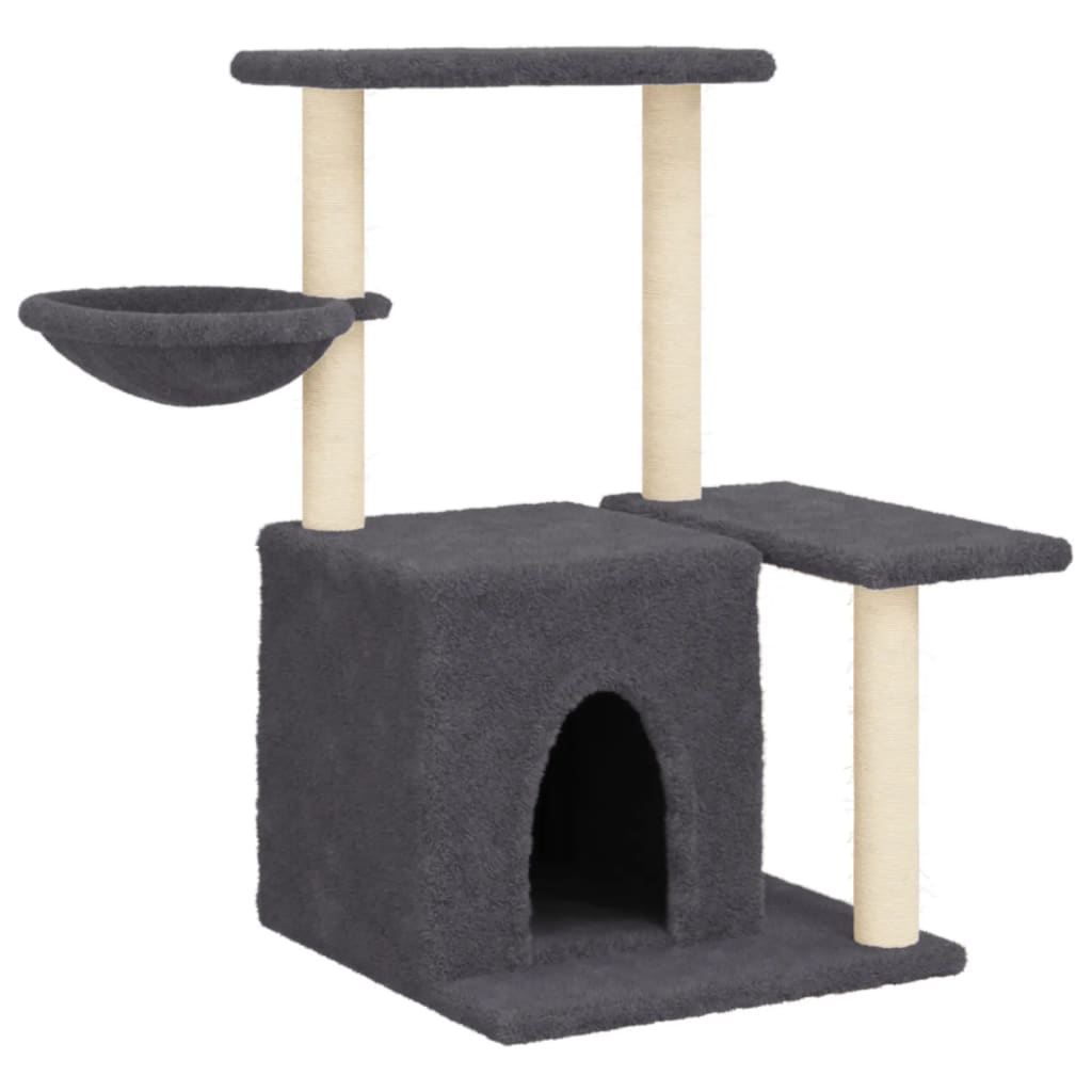 vidaXL Ansamblu pisici cu stâlpi din funie sisal, gri închis, 83 cm vidaXL Ansamblu pisici cu stâlpi din funie sisal, gri închis, 83 cm