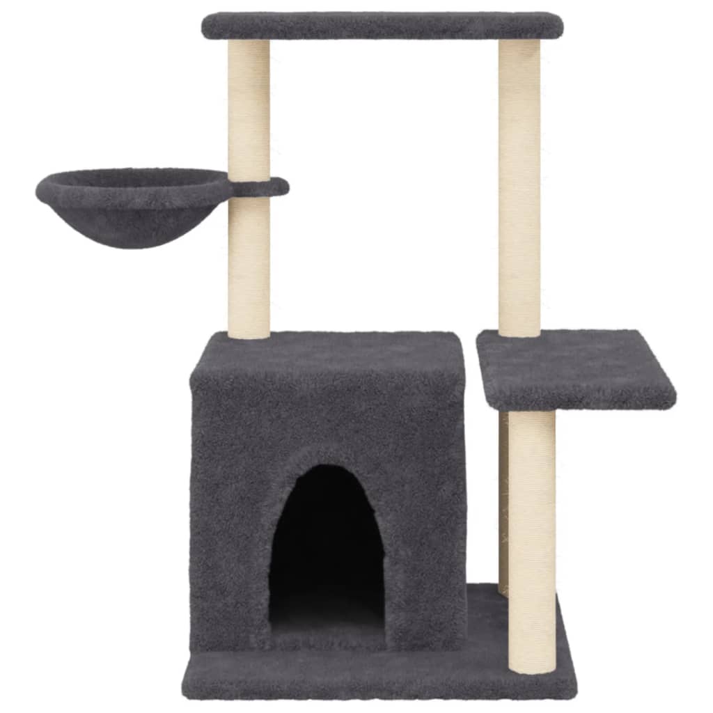 vidaXL Ansamblu pisici cu stâlpi din funie sisal, gri închis, 83 cm vidaXL Ansamblu pisici cu stâlpi din funie sisal, gri închis, 83 cm