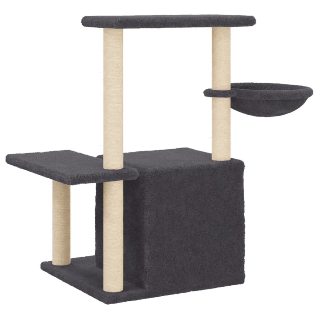 vidaXL Ansamblu pisici cu stâlpi din funie sisal, gri închis, 83 cm vidaXL Ansamblu pisici cu stâlpi din funie sisal, gri închis, 83 cm