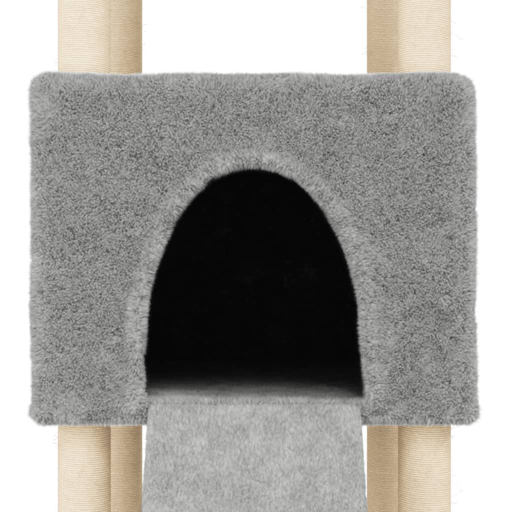 vidaXL Ansamblu de pisici, stâlpi din funie sisal, gri deschis, 153 cm