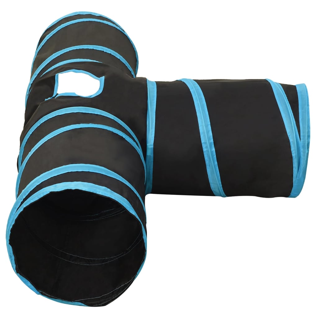vidaXL Tunel pentru pisici 3 căi, negru și albastru, 90 cm, poliester vidaXL Tunel pentru pisici 3 căi, negru și albastru, 90 cm, poliester