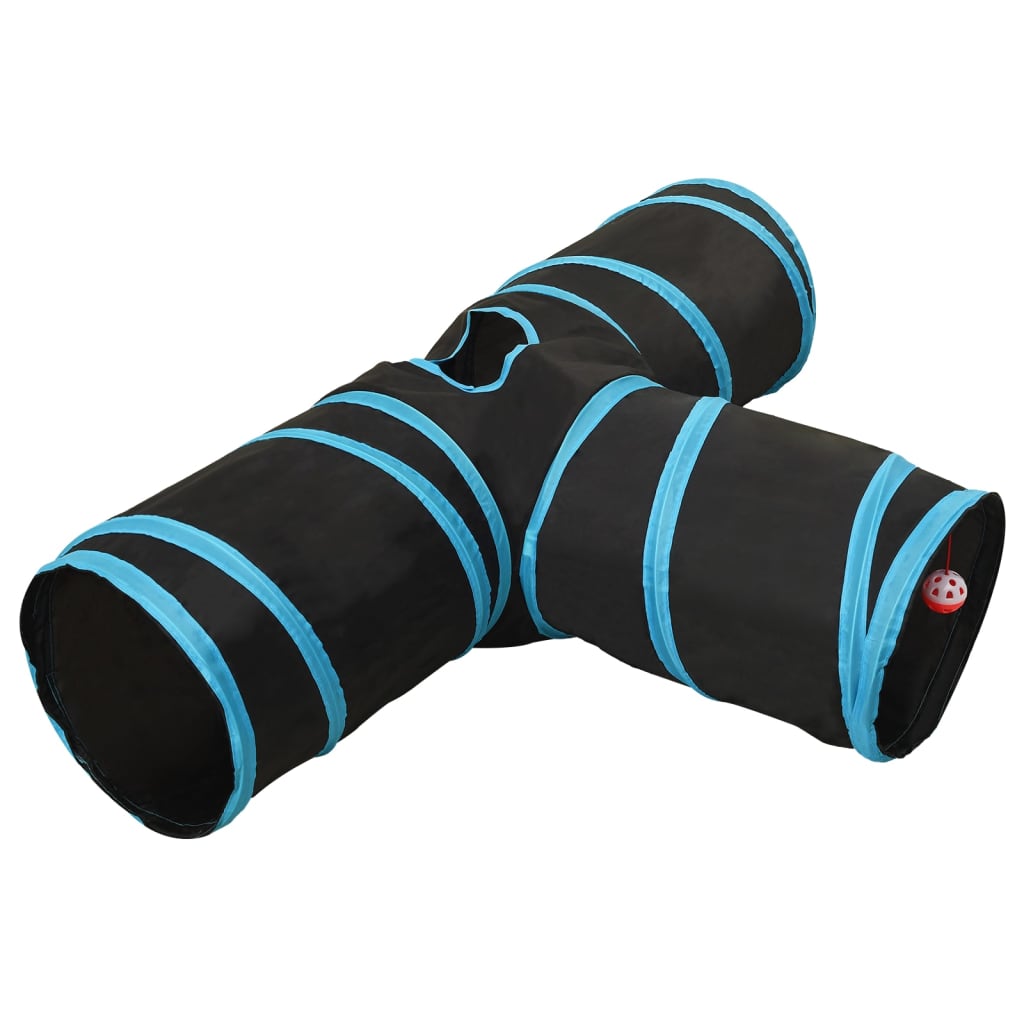 vidaXL Tunel pentru pisici 3 căi, negru și albastru, 90 cm, poliester vidaXL Tunel pentru pisici 3 căi, negru și albastru, 90 cm, poliester