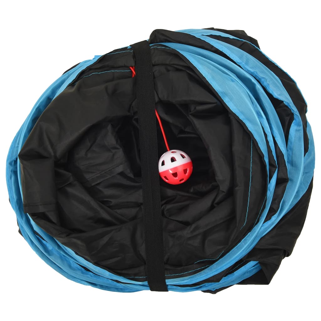 vidaXL Tunel pentru pisici 4 căi, negru și albastru, 132 cm, poliester