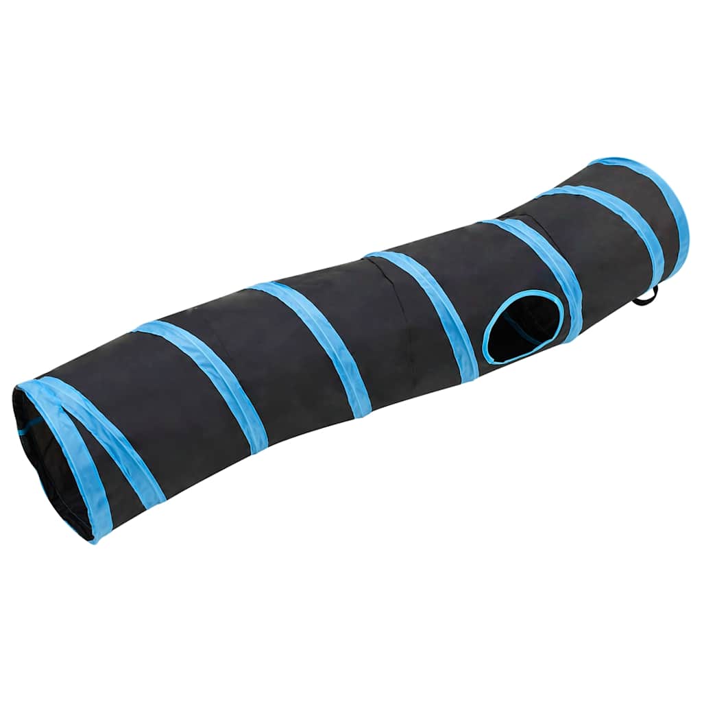 vidaXL Tunel pentru pisici în formă S, negru/albastru 122 cm poliester