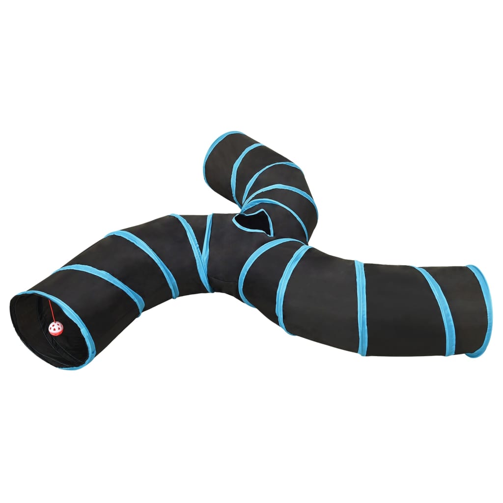 vidaXL Tunel pentru pisici 3 căi, negru și albastru, 25 cm, poliester