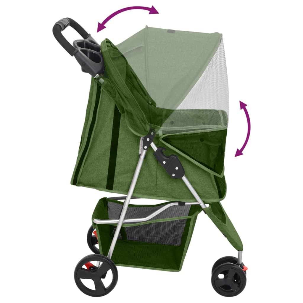 vidaXL Cărucior pliabil pentru câini verde 80x46x98 cm țesătură Oxford vidaXL Cărucior pliabil pentru câini verde 80x46x98 cm țesătură Oxford
