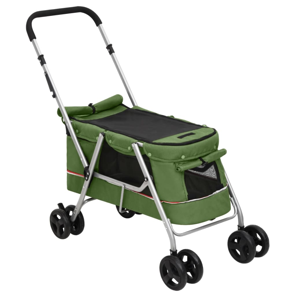vidaXL Cărucior pliabil pentru câini, verde, 100x49x96 cm, pânză vidaXL Cărucior pliabil pentru câini, verde, 100x49x96 cm, pânză