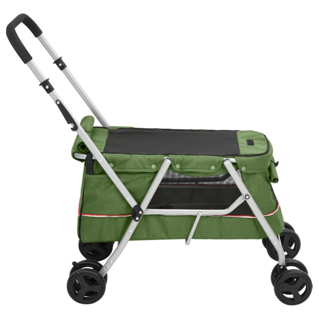 vidaXL Cărucior pliabil pentru câini, verde, 100x49x96 cm, pânză vidaXL Cărucior pliabil pentru câini, verde, 100x49x96 cm, pânză