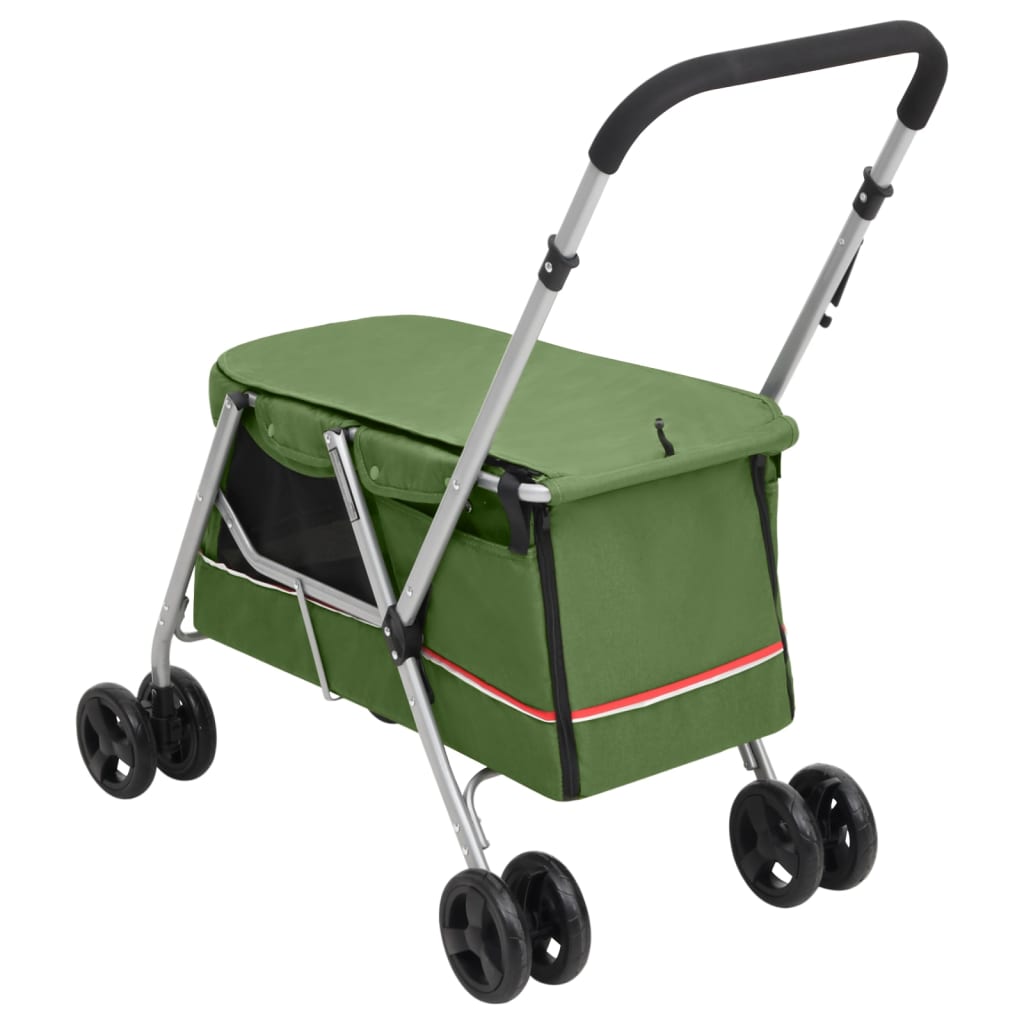 vidaXL Cărucior pliabil pentru câini, verde, 100x49x96 cm, pânză vidaXL Cărucior pliabil pentru câini, verde, 100x49x96 cm, pânză