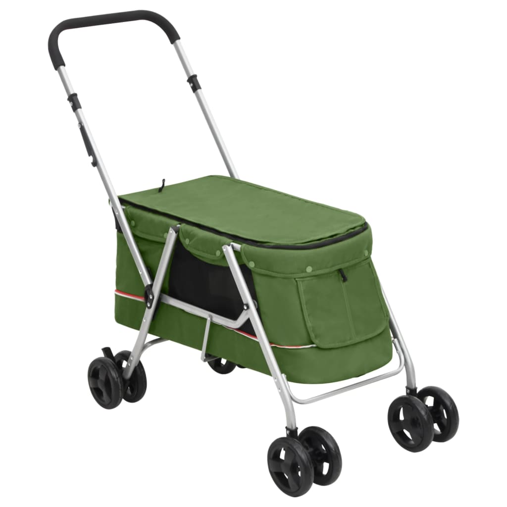 vidaXL Cărucior pliabil pentru câini, verde, 100x49x96 cm, pânză vidaXL Cărucior pliabil pentru câini, verde, 100x49x96 cm, pânză