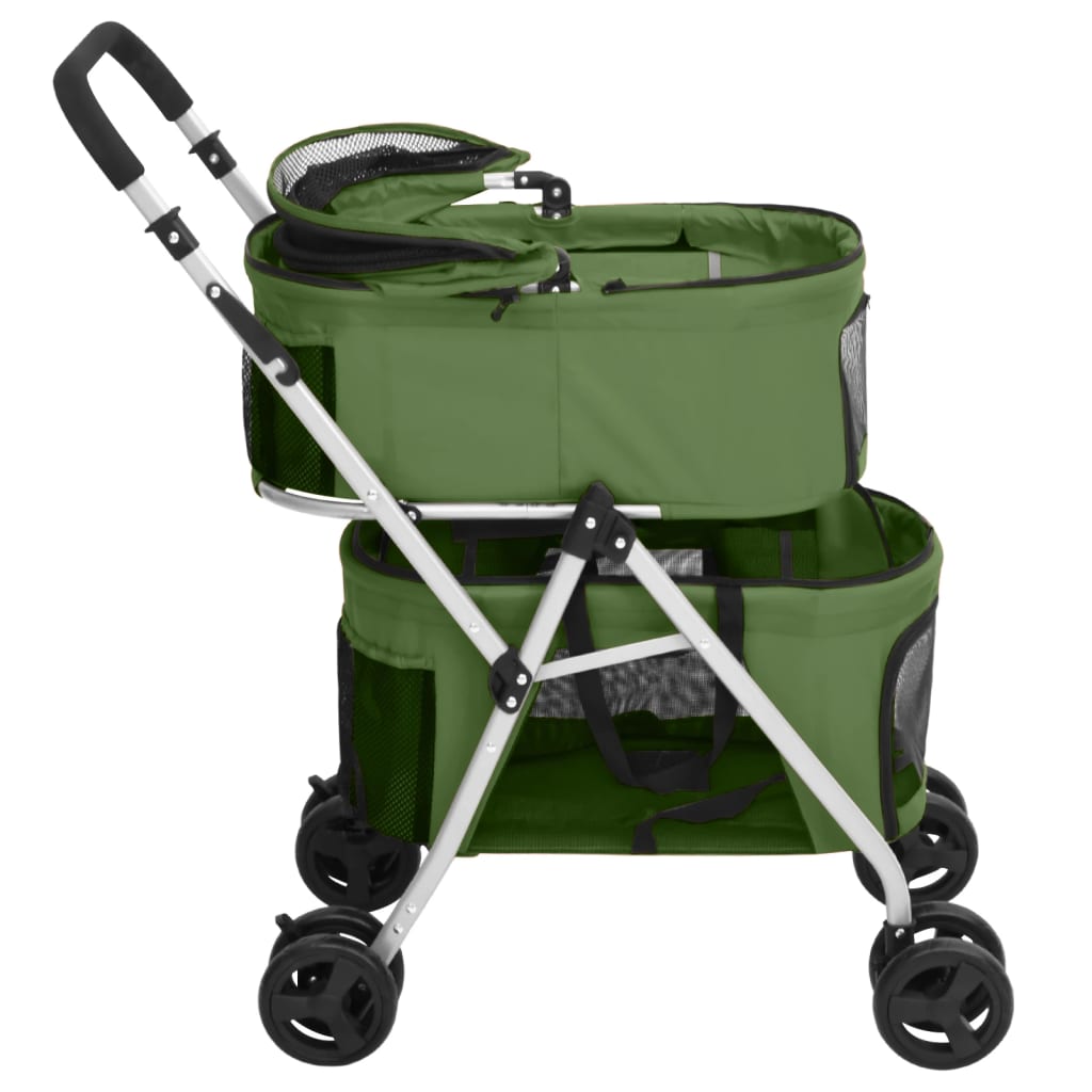 vidaXL Cărucior pliabil câini 2 niveluri verde 83x48x97 cm textil vidaXL Cărucior pliabil câini 2 niveluri verde 83x48x97 cm textil