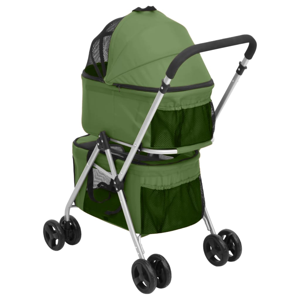 vidaXL Cărucior pliabil câini 2 niveluri verde 83x48x97 cm textil vidaXL Cărucior pliabil câini 2 niveluri verde 83x48x97 cm textil