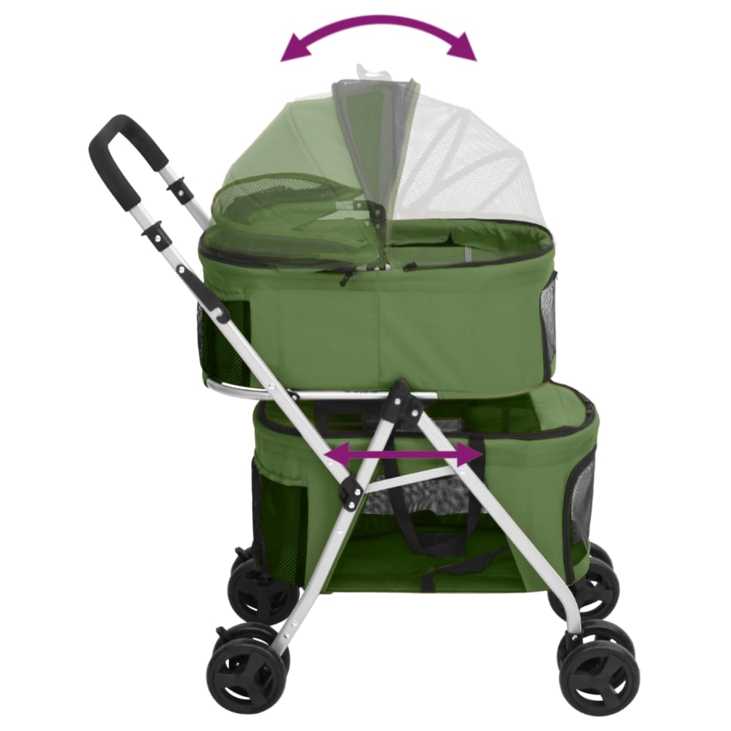 vidaXL Cărucior pliabil câini 2 niveluri verde 83x48x97 cm textil vidaXL Cărucior pliabil câini 2 niveluri verde 83x48x97 cm textil