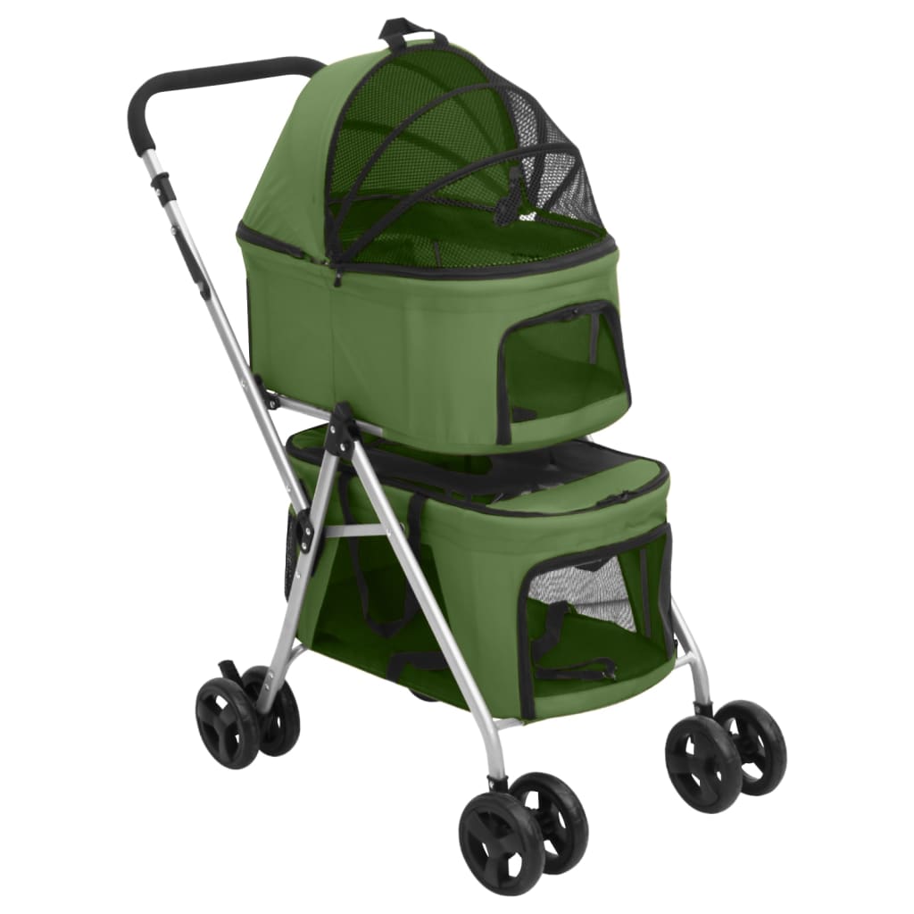 vidaXL Cărucior pliabil câini 2 niveluri verde 83x48x97 cm textil vidaXL Cărucior pliabil câini 2 niveluri verde 83x48x97 cm textil