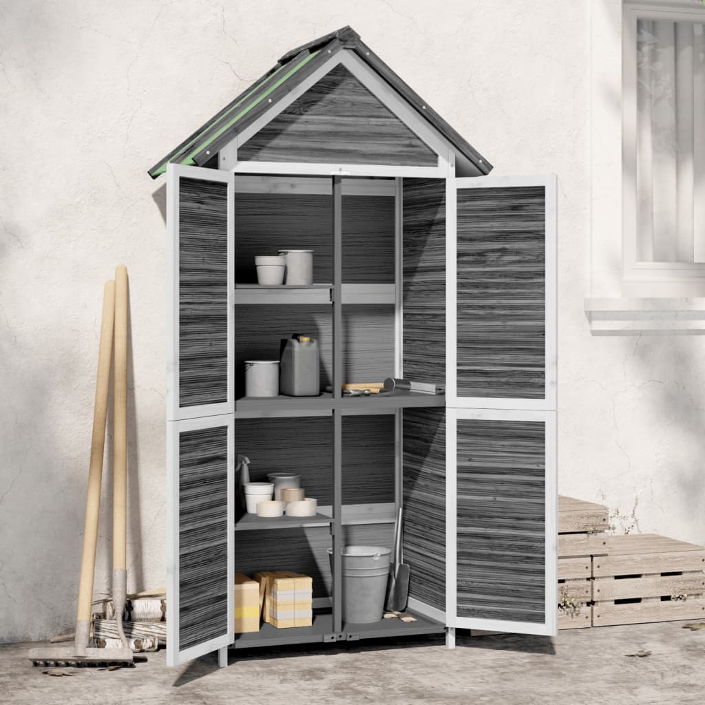 vidaXL Magazie de unelte de grădină gri 89x52,5x175 cm lemn masiv pin vidaXL Magazie de unelte de grădină gri 89x52,5x175 cm lemn masiv pin